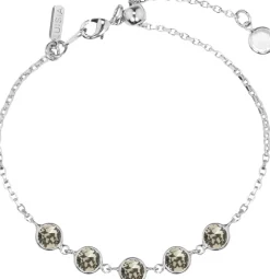 LUISIA® Armband "Calanthe" mit fünf Kristallen von Swarovski® - Silber / Black Diamond