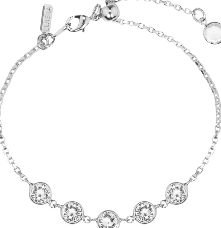 LUISIA® Armband "Calanthe" mit fünf Kristallen von Swarovski® - Silber / Crystal