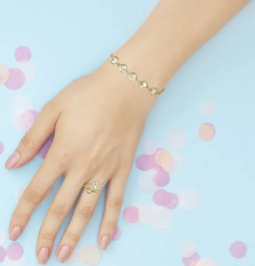 LUISIA® Armband "Calanthe" mit fünf Kristallen von Swarovski® - Silber / Light Rose