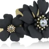 LUISIA® Armreif Armspange Nelia mit Blumen - 16 Karat vergoldet Schwarz