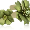 LUISIA® Armreif Armspange Nelia mit Blumen - 16 Karat vergoldet Olivgrün