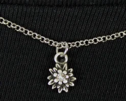 LUISIA® Doppelhalskette mit Edelweiß, Herz und Kristallen von Swarovski® - Silber
