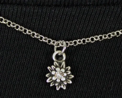 LUISIA® Doppelhalskette mit Edelweiß, Herz und Kristallen von Swarovski® - Silber