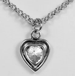 LUISIA® Doppelhalskette mit Edelweiß, Herz und Kristallen von Swarovski® - Silber