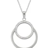 LUISIA® Edelstahl Halskette 50+5 cm | Doppelring mit Zirkonia