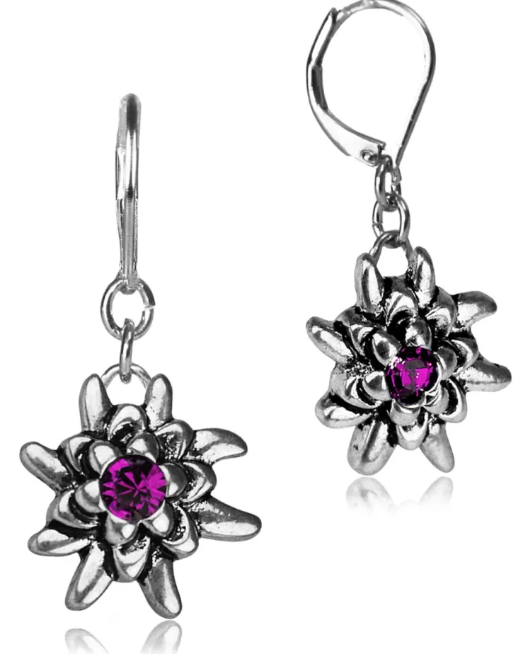 LUISIA® Edelweiß Ohrhänger "Emilia" mit Kristallen von Swarovski® | Fuchsia / Pink - Ohrringe