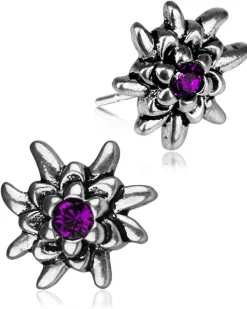 LUISIA® Edelweiß Ohrstecker "Emilia" mit Kristallen von Swarovski® | Pflaume / Amethyst