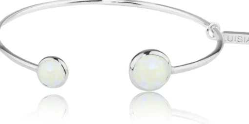 LUISIA® Einreihiger Armreif "Fjella" mit zwei Kristallen von Swarovski® - Silber / Light Grey Delite