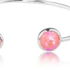 LUISIA® Einreihiger Armreif "Fjella" mit zwei Kristallen von Swarovski® - Silber / Lotus Pink Delite