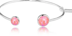 LUISIA® Einreihiger Armreif "Fjella" mit zwei Kristallen von Swarovski® - Silber / Lotus Pink Delite