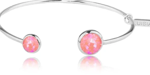 LUISIA® Einreihiger Armreif "Fjella" mit zwei Kristallen von Swarovski® - Silber / Lotus Pink Delite