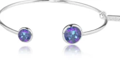 LUISIA® Einreihiger Armreif "Fjella" mit zwei Kristallen von Swarovski® - Silber / Royal Blue Delite