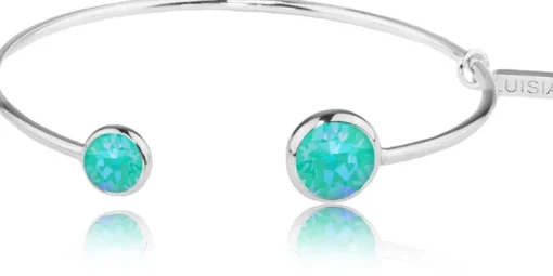 LUISIA® Einreihiger Armreif "Fjella" mit zwei Kristallen von Swarovski® - Silber / Laguna Delite