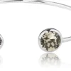 LUISIA® Einreihiger Armreif "Fjella" mit zwei Kristallen von Swarovski® - Silber / Black Diamond