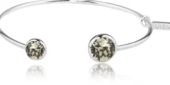 LUISIA® Einreihiger Armreif "Fjella" mit zwei Kristallen von Swarovski® - Silber / Black Diamond