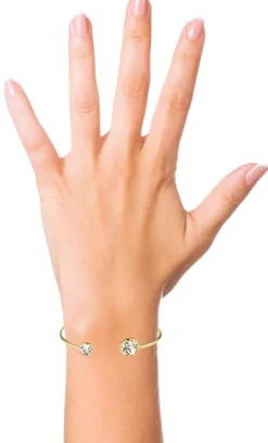 LUISIA® Einreihiger Armreif "Fjella" mit zwei Kristallen von Swarovski® - Silber / Laguna Delite