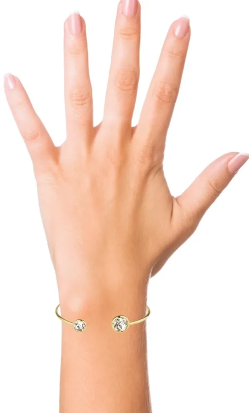 LUISIA® Einreihiger Armreif "Fjella" mit zwei Kristallen von Swarovski® - Silber / Laguna Delite
