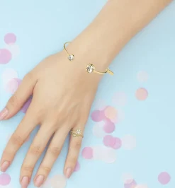 LUISIA® Einreihiger Armreif "Fjella" mit zwei Kristallen von Swarovski® - Silber / Laguna Delite