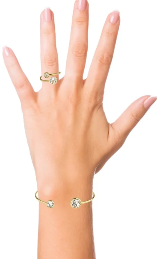 LUISIA® Einreihiger Armreif "Fjella" mit zwei Kristallen von Swarovski® - Silber / Laguna Delite