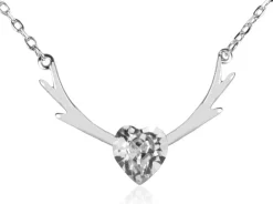 LUISIA® Filigrane Damen Halskette mit Hirschkopf - 925 Silber Schmuck mit Zirkonia