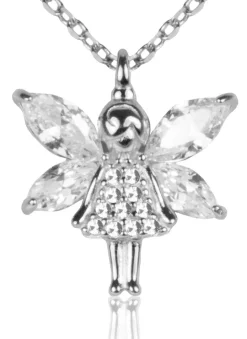 LUISIA® Filigrane Damen Halskette mit kleiner Strass Kristall Elfe - 925 Silber Schmuck mit Zirkonia
