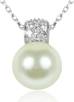 LUISIA® Filigrane Damen Halskette mit Perlen-Anhänger - 925 Silber Schmuck mit Zirkonia