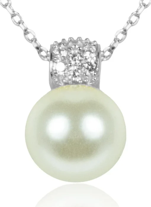 LUISIA® Filigrane Damen Halskette mit Perlen-Anhänger - 925 Silber Schmuck mit Zirkonia