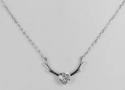 LUISIA® Filigrane Damen Halskette mit Hirschkopf - 925 Silber Schmuck mit Zirkonia