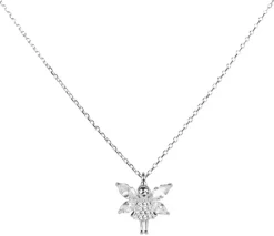 LUISIA® Filigrane Damen Halskette mit kleiner Strass Kristall Elfe - 925 Silber Schmuck mit Zirkonia