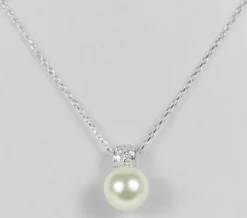LUISIA® Filigrane Damen Halskette mit Perlen-Anhänger - 925 Silber Schmuck mit Zirkonia