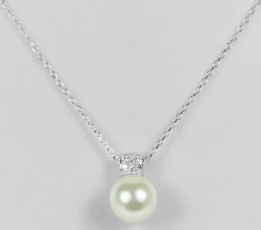 LUISIA® Filigrane Damen Halskette mit Perlen-Anhänger - 925 Silber Schmuck mit Zirkonia
