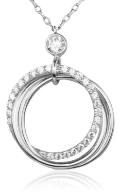 LUISIA® Filigrane Halskette mit Strass Ringen | 925 Silber