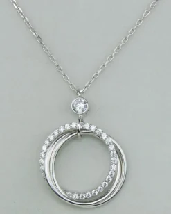 LUISIA® Filigrane Halskette mit Strass Ringen | 925 Silber