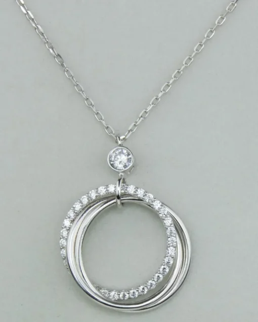 LUISIA® Filigrane Halskette mit Strass Ringen | 925 Silber