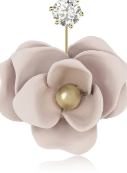 LUISIA® Front Back Ohrringe Jarla mit Blumen - 16 Karat vergoldet Altrosa