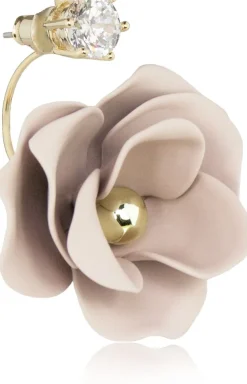 LUISIA® Front Back Ohrringe Jarla mit Blumen - 16 Karat vergoldet Altrosa