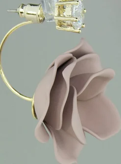 LUISIA® Front Back Ohrringe Jarla mit Blumen - 16 Karat vergoldet Altrosa