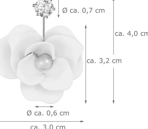 LUISIA® Front Back Ohrringe Jarla mit Blumen - 16 Karat vergoldet Weiß