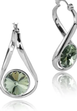 LUISIA® Geschwungene Ohrringe "Alea" mit Kristall von Swarovski® - Silber / Black Diamond