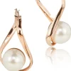 LUISIA® Geschwungene Ohrringe "Liora" mit Perle von Swarovski® - Rosegold / White Pearl