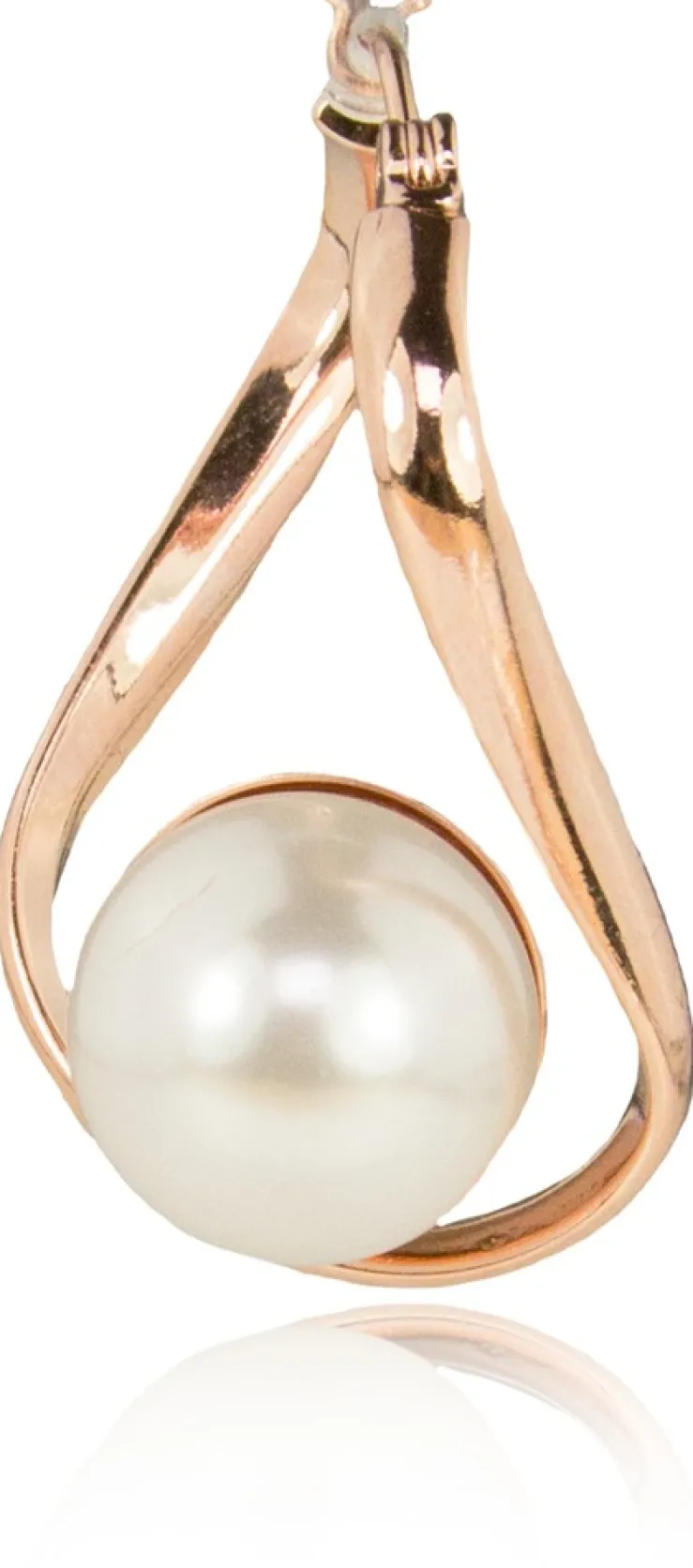 LUISIA® Geschwungene Ohrringe "Liora" mit Perle von Swarovski® - Rosegold / White Pearl