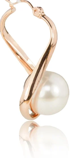 LUISIA® Geschwungene Ohrringe "Liora" mit Perle von Swarovski® - Rosegold / White Pearl