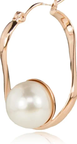 LUISIA® Geschwungene Ohrringe "Liora" mit Perle von Swarovski® - Rosegold / White Pearl