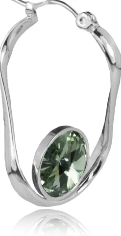 LUISIA® Geschwungene Ohrringe "Alea" mit Kristall von Swarovski® - Silber / Black Diamond
