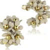 LUISIA® Halb Creolen Ohrstecker Mia mit Blüten - 16 Karat vergoldet Sand
