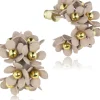 LUISIA® Halb Creolen Ohrstecker Mia mit Blüten - 16 Karat vergoldet Altrosa