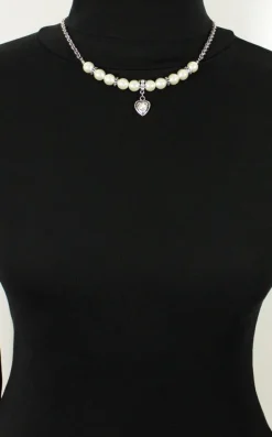 LUISIA Halbperlenkette Juliana mit Herzanhänger