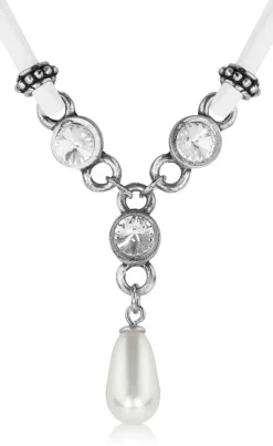 LUISIA® Halskette Cami mit Kristallen von Swarovski® und Perle - Weiß