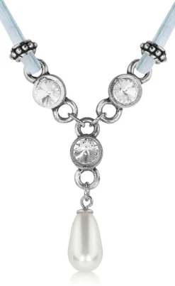 LUISIA® Halskette Cami mit Kristallen von Swarovski® und Perle - Hellblau