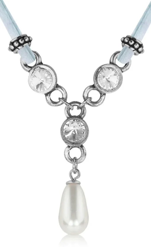 LUISIA® Halskette Cami mit Kristallen von Swarovski® und Perle - Hellblau